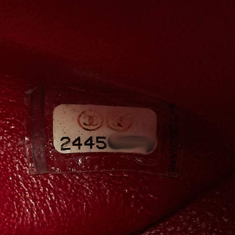 Pre Owned Chanel Red Chevron Leather CC Flap Top Handle Bag