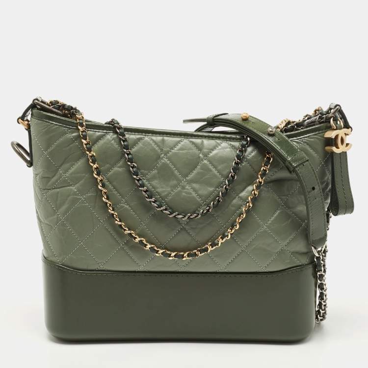 Chanel Two Tone Green Quilted Aged Leather Medium Gabrielle Hobo Chanel |  The Luxury Closet