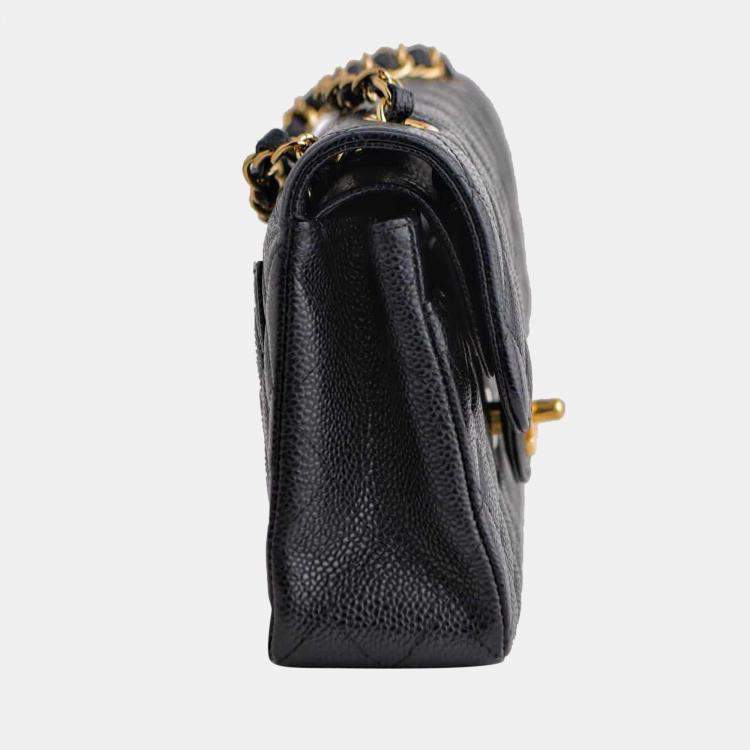 Medium Double Flap Crossbody Bag Chanel Black With Box & Dust