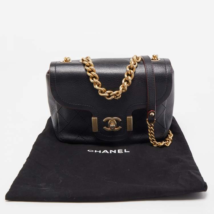 Pre Owned Chanel Black Quilted Leather Archi Chic Flap Bag