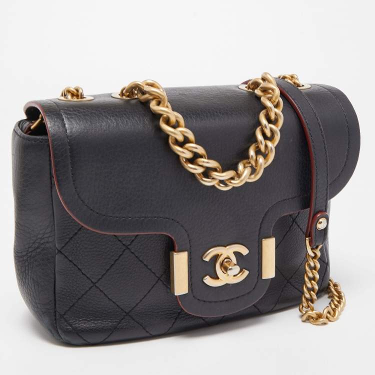 Pre Owned Chanel Black Quilted Leather Archi Chic Flap Bag