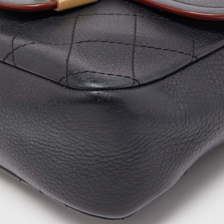 Pre Owned Chanel Black Quilted Leather Archi Chic Flap Bag