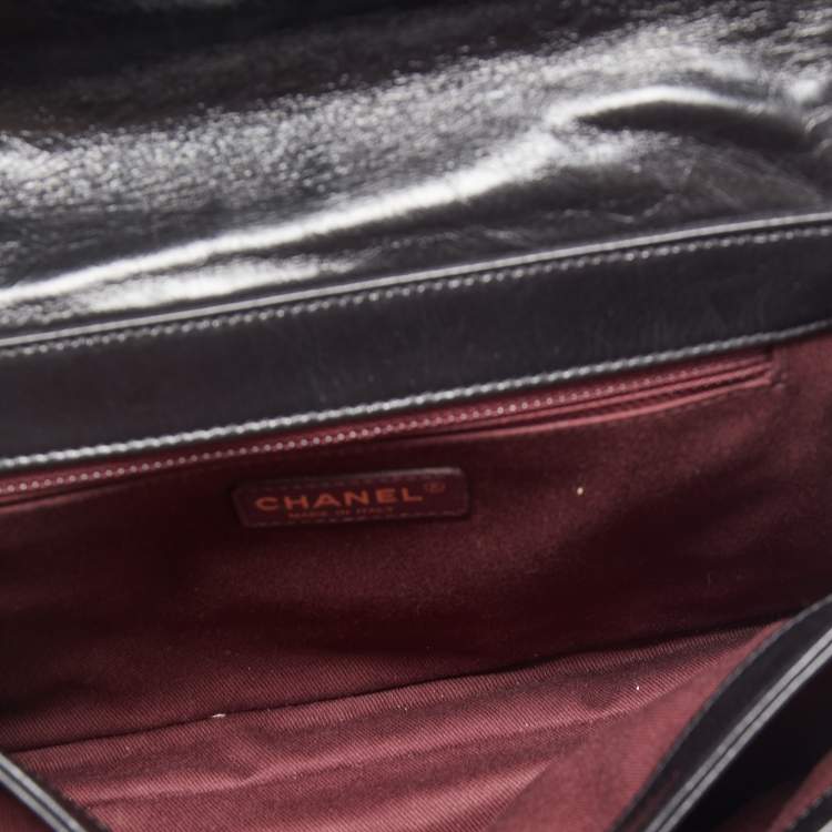 Pre Owned Chanel Black Quilted Aged Leather Large Perfect Edge Flap Bag