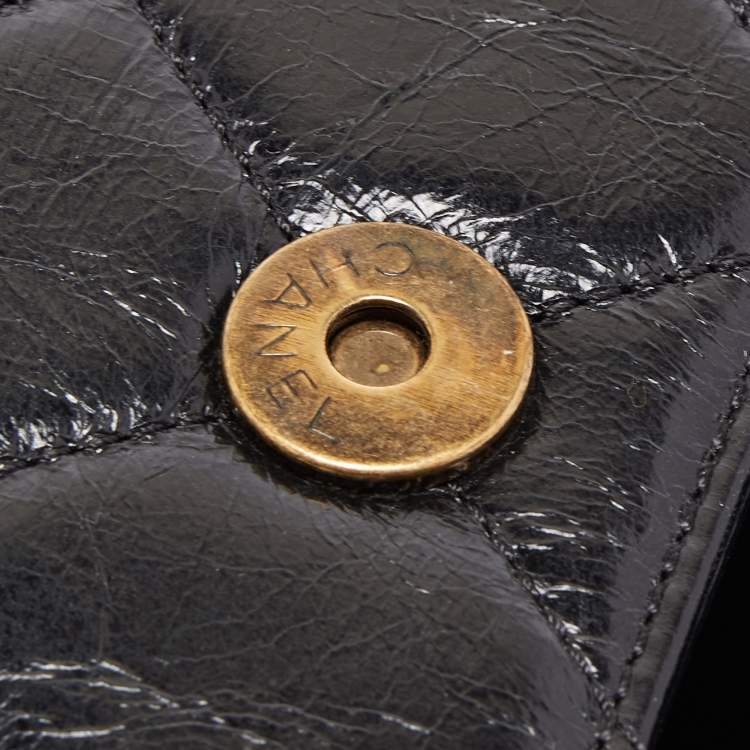 Pre Owned Chanel Black Quilted Aged Leather Large Perfect Edge Flap Bag