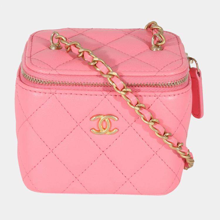 chanel pink bag gold chain