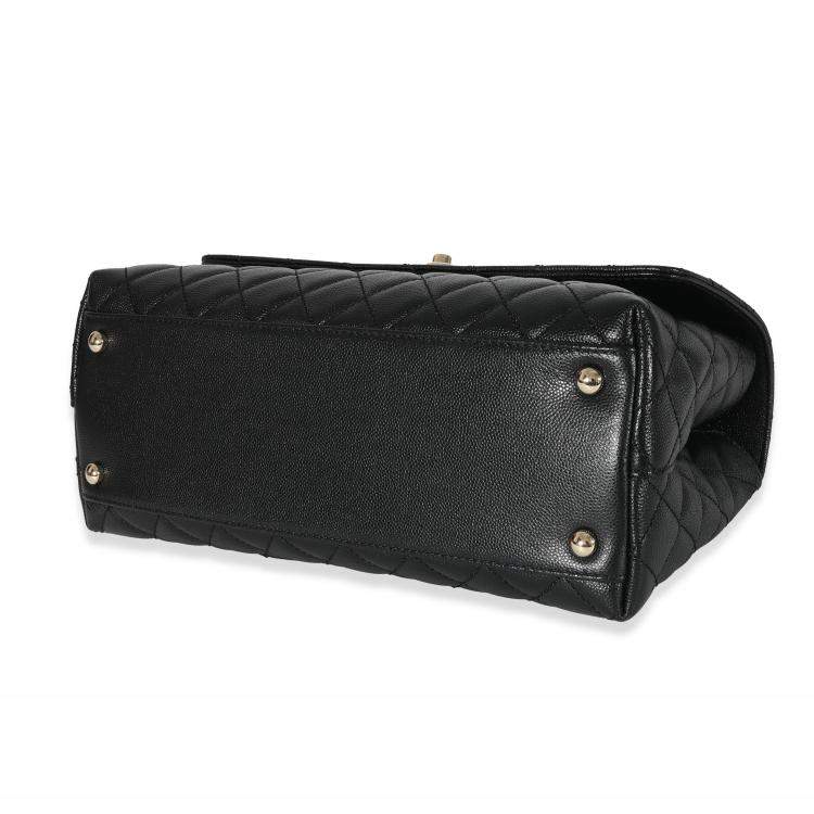 Pre Owned Chanel Black Quilted Caviar Medium Coco Top Handle Flap Bag