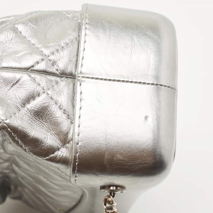 مملوكة مسبقًا Chanel Silver Quilted Leather Small Gabrielle Backpack