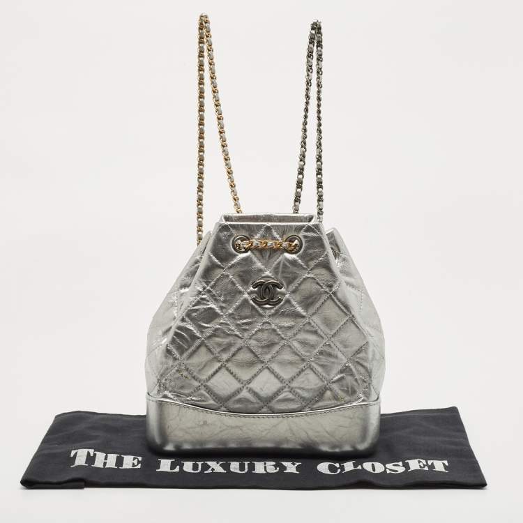 مملوكة مسبقًا Chanel Silver Quilted Leather Small Gabrielle Backpack