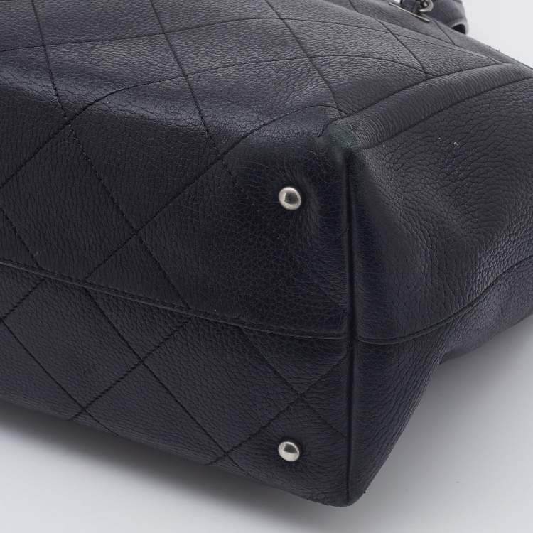 Pre Owned Chanel Black Quilted Leather Medium CC Shopper Tote