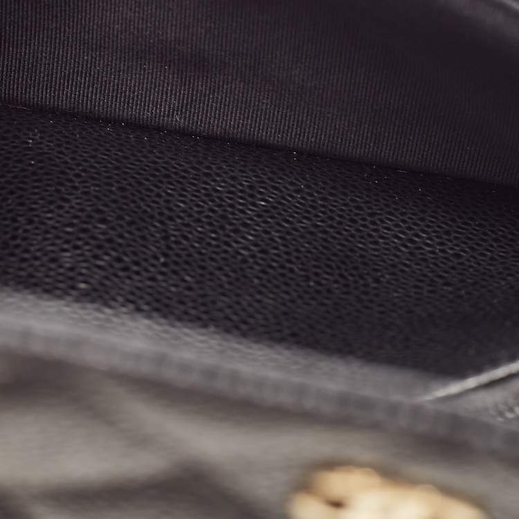 Pre Owned Chanel Black Quilted Caviar Leather WOC Clutch Bag