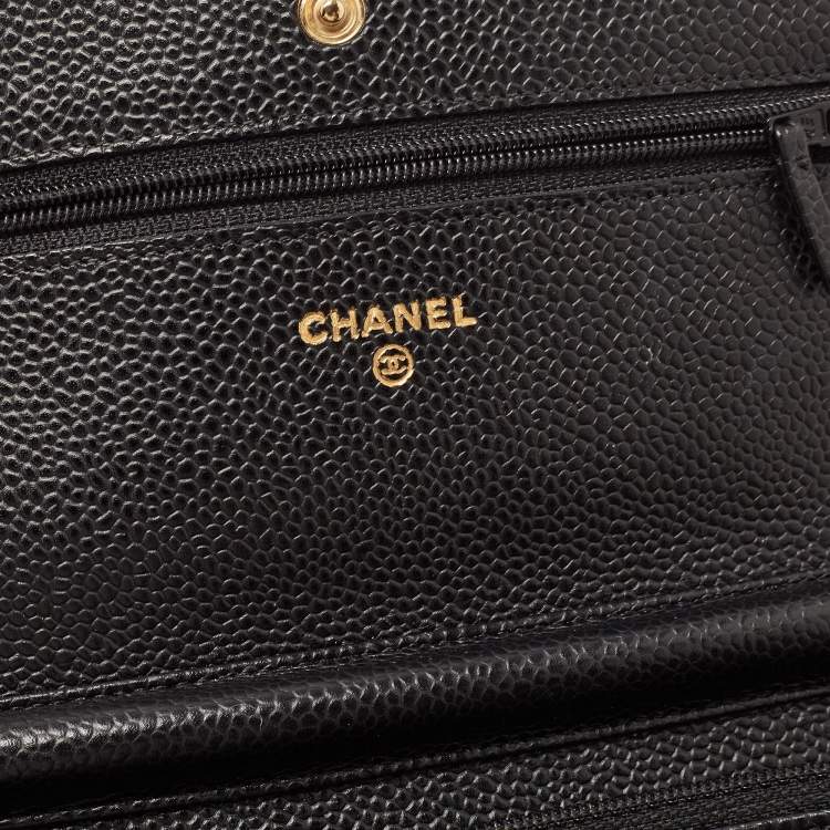 Pre Owned Chanel Black Quilted Caviar Leather WOC Clutch Bag