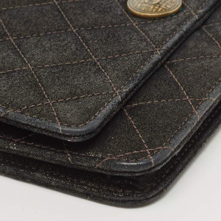 مملوكة مسبقًا Chanel Black Quilted Iridescent Leather Edimbourgh WOC Clutch Bag