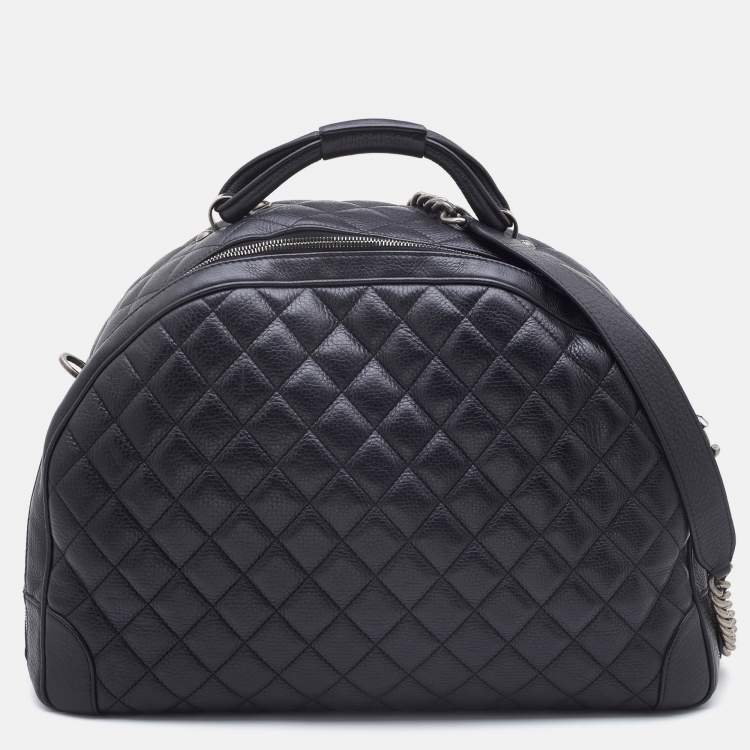Chanel Black Quilted Leather Large Airlines Round Trip Bag Chanel