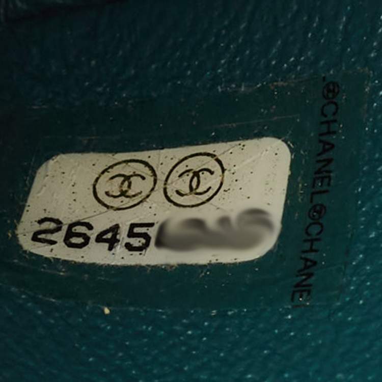 Pre Owned Chanel Teal Green Chevron Leather Mini Rectangle Classic Single Flap Bag