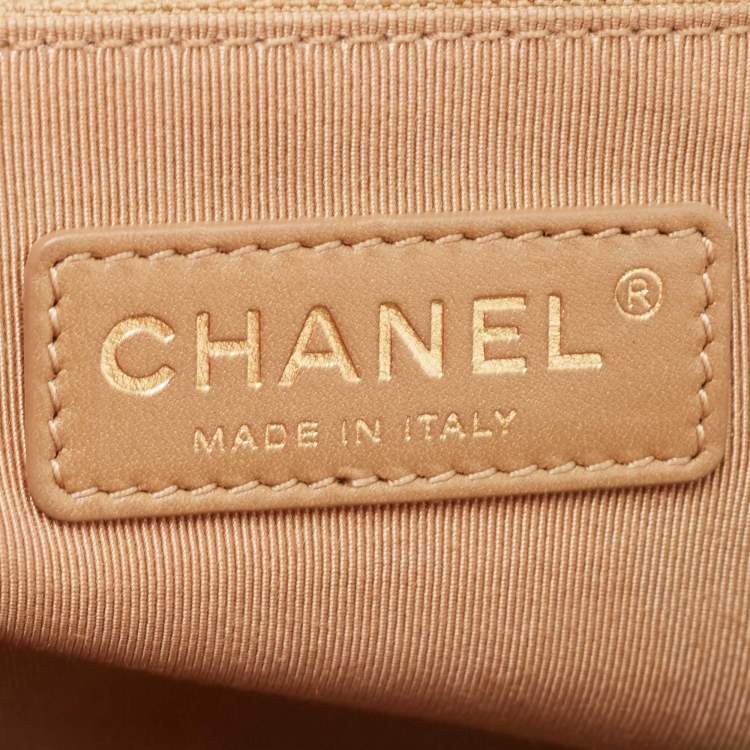 Pre Owned Chanel Beige Quilted Leather Large Boy Flap Bag