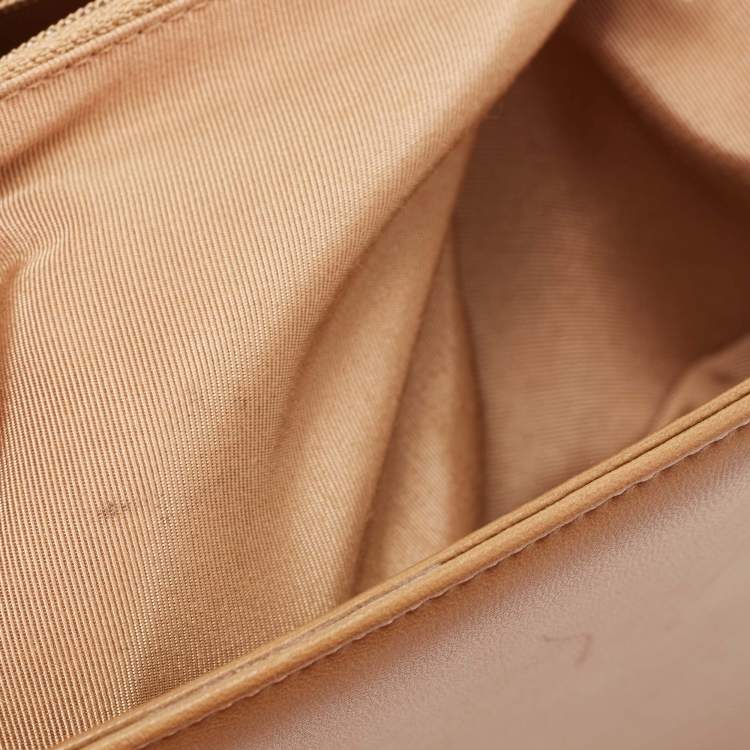 Pre Owned Chanel Beige Quilted Leather Large Boy Flap Bag