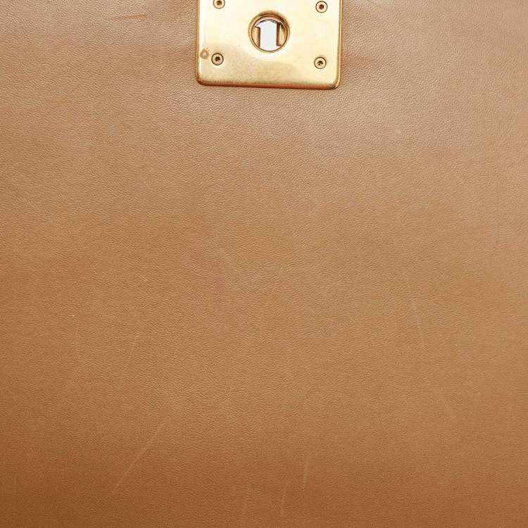 Pre Owned Chanel Beige Quilted Leather Large Boy Flap Bag