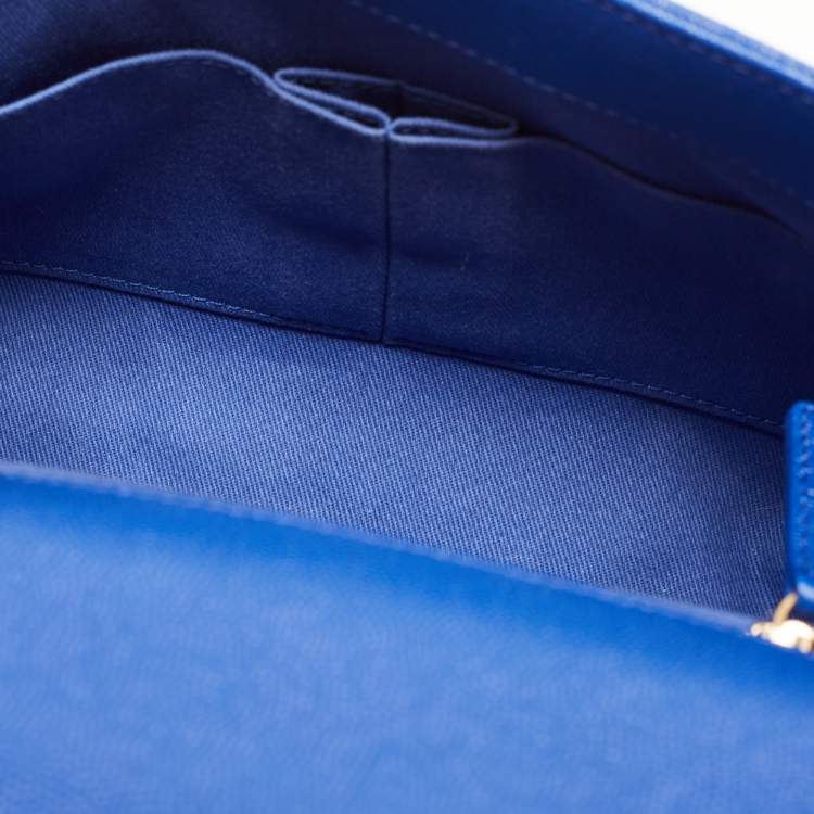 Pre Owned Chanel Blue Caviar Leather Medium Coco Top Handle Bag