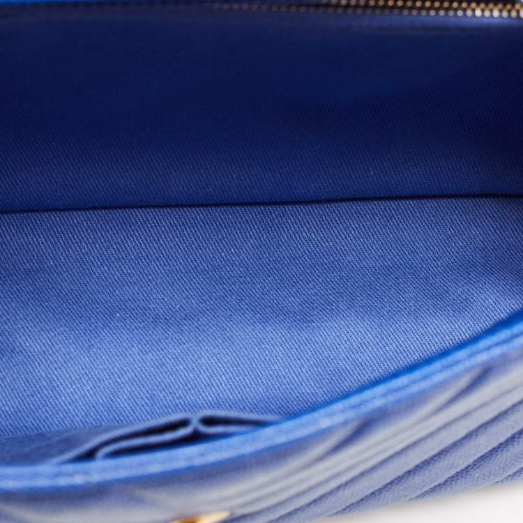 Pre Owned Chanel Blue Caviar Leather Medium Coco Top Handle Bag