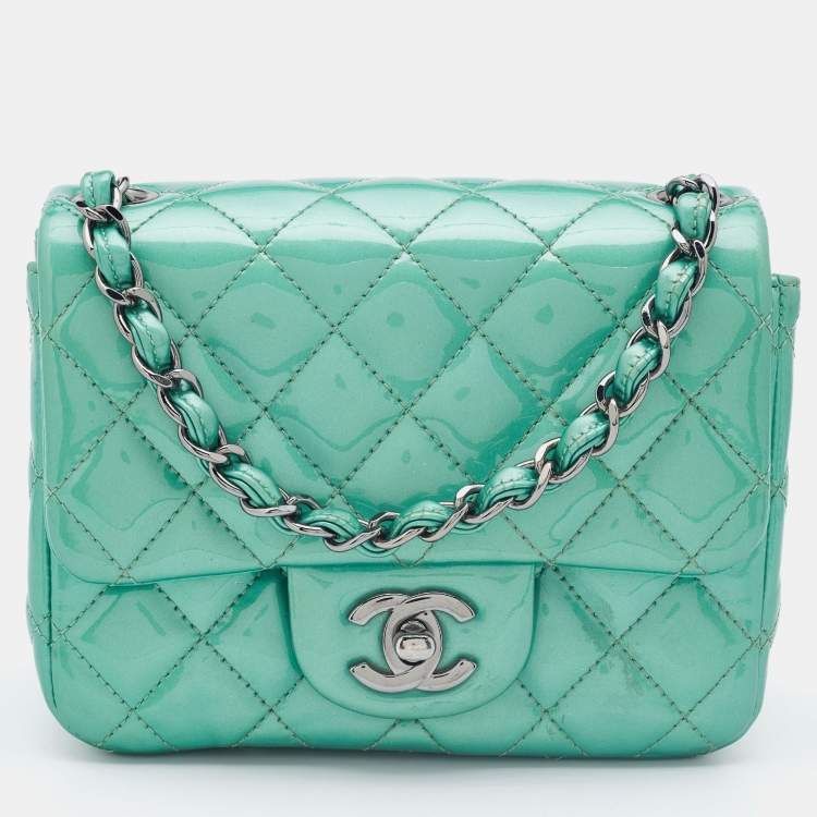 Chanel Light Green Quilted Patent Leather Mini Square Classic Single Flap  Chanel | The Luxury Closet