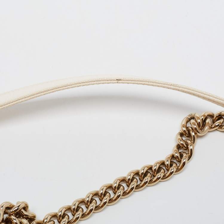 Pre Owned Chanel White Quilted Leather Boy WOC Bag