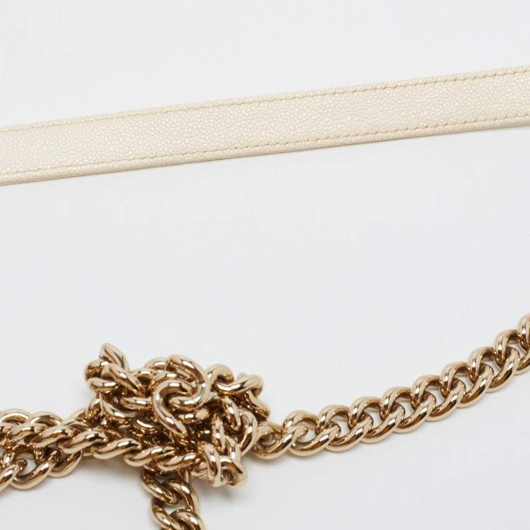 Pre Owned Chanel White Quilted Leather Boy WOC Bag