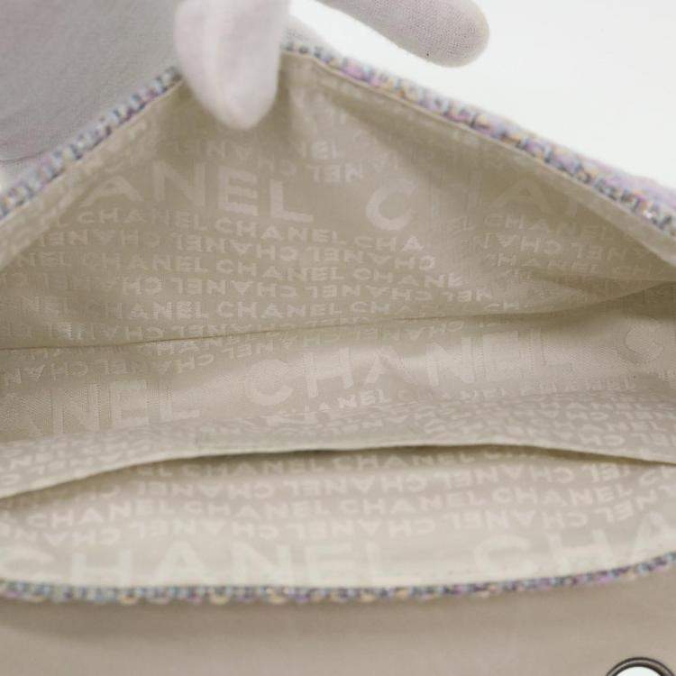 Pre Owned Chanel Grey Tweed Classic Flap  bag