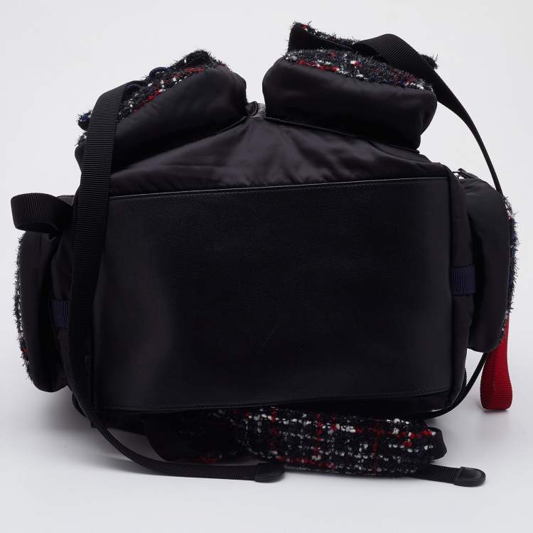 Pre Owned Chanel Black/Red Satin,Tweed and Leather Astronaut Essentials Backpack
