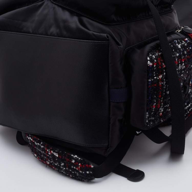 Pre Owned Chanel Black/Red Satin,Tweed and Leather Astronaut Essentials Backpack