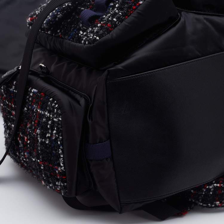 Pre Owned Chanel Black/Red Satin,Tweed and Leather Astronaut Essentials Backpack