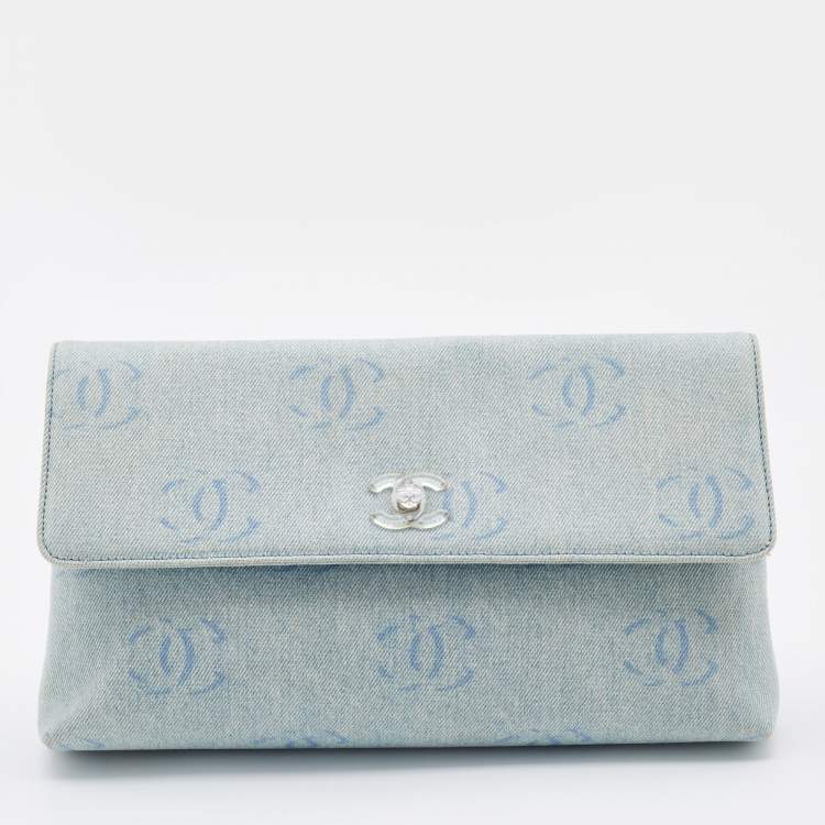 Chanel 22C blue denim mini vanity case gold hardware