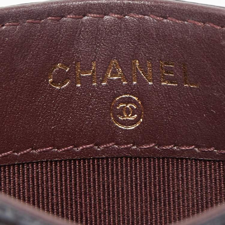 Pre Owned Chanel Black Quilted Caviar Leather CC Card Holder