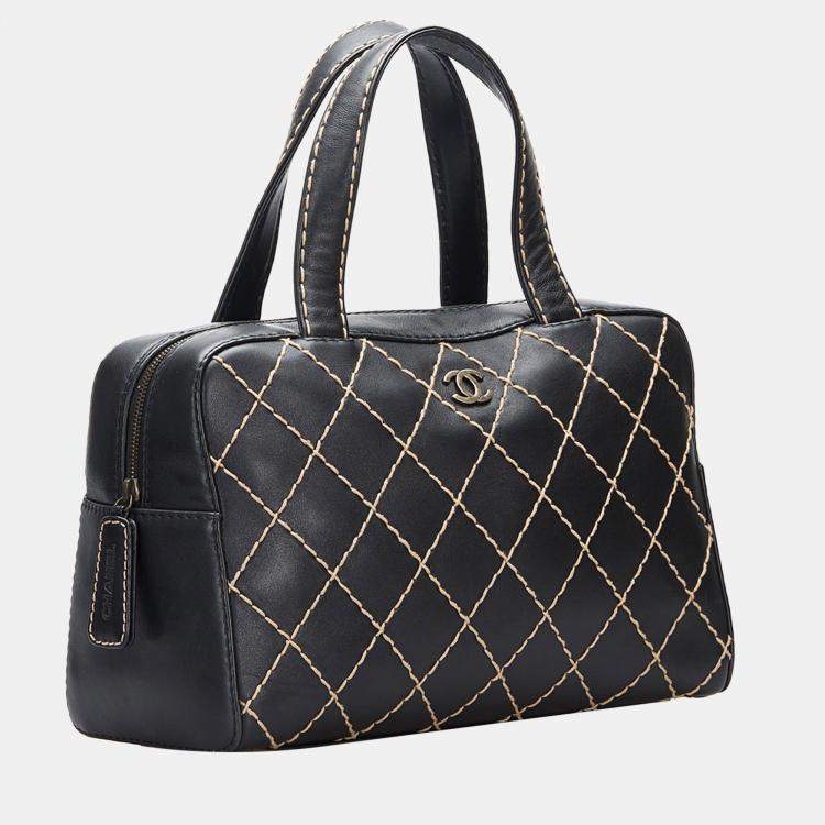 Pre Owned Chanel Black CC Wild Stitch Handbag