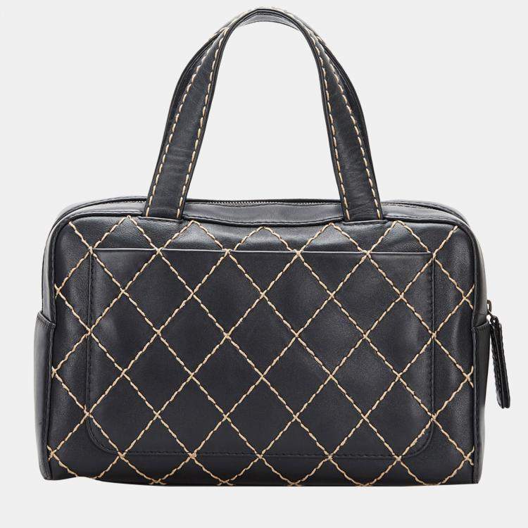 Pre Owned Chanel Black CC Wild Stitch Handbag