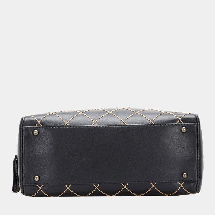 Pre Owned Chanel Black CC Wild Stitch Handbag