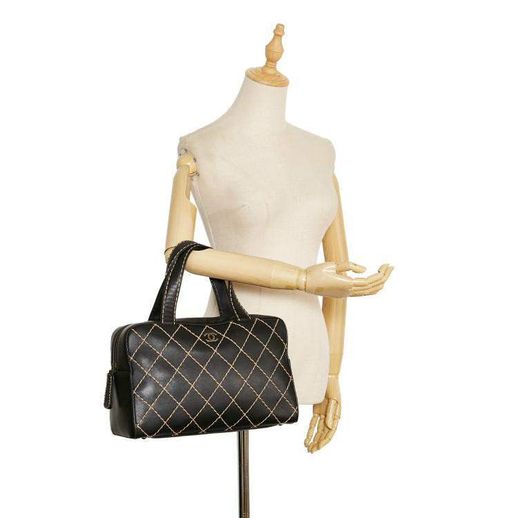 Pre Owned Chanel Black CC Wild Stitch Handbag