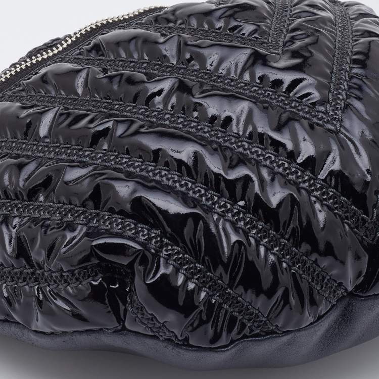 Pre Owned Chanel Black Chevron Patent and Leather Space Belt Bag