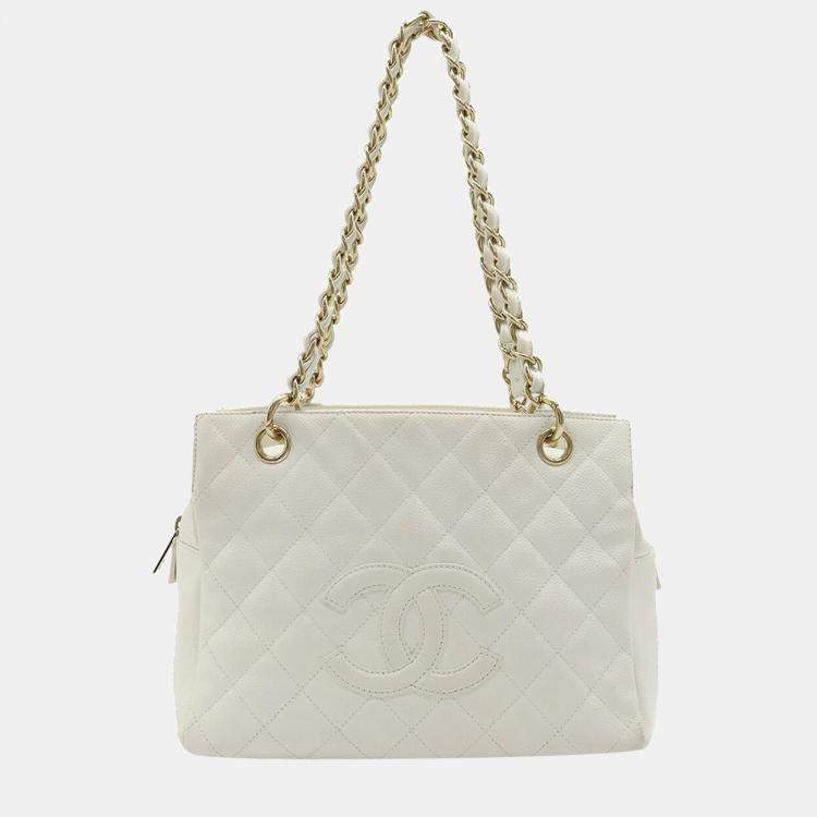 Chanel Caviar Quilted Petit Shopping Tote PST Beige Clair 