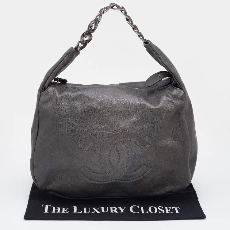 Pre Owned Chanel Grey Caviar Leather 31 Hobo