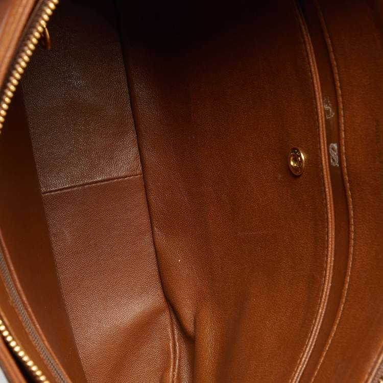 Pre Owned Chanel Brown Quilted Leather Vintage Chain Tote