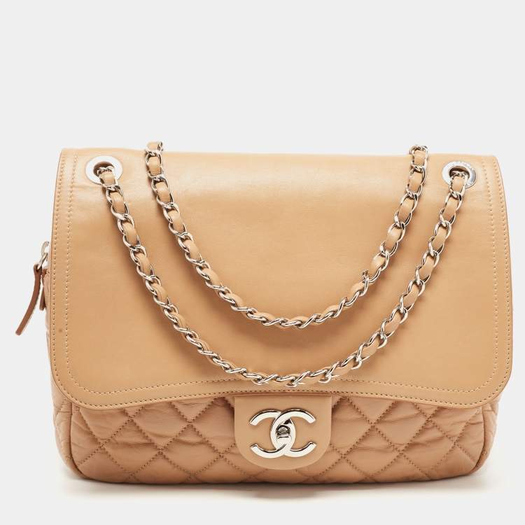 Chanel Beige Quilted Leather In The Mix Flap Bag Chanel