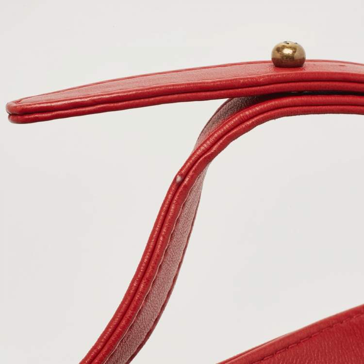 Pre Owned Chanel Red/Green Quilted Tweed and Velvet Medium Boy Flap Bag