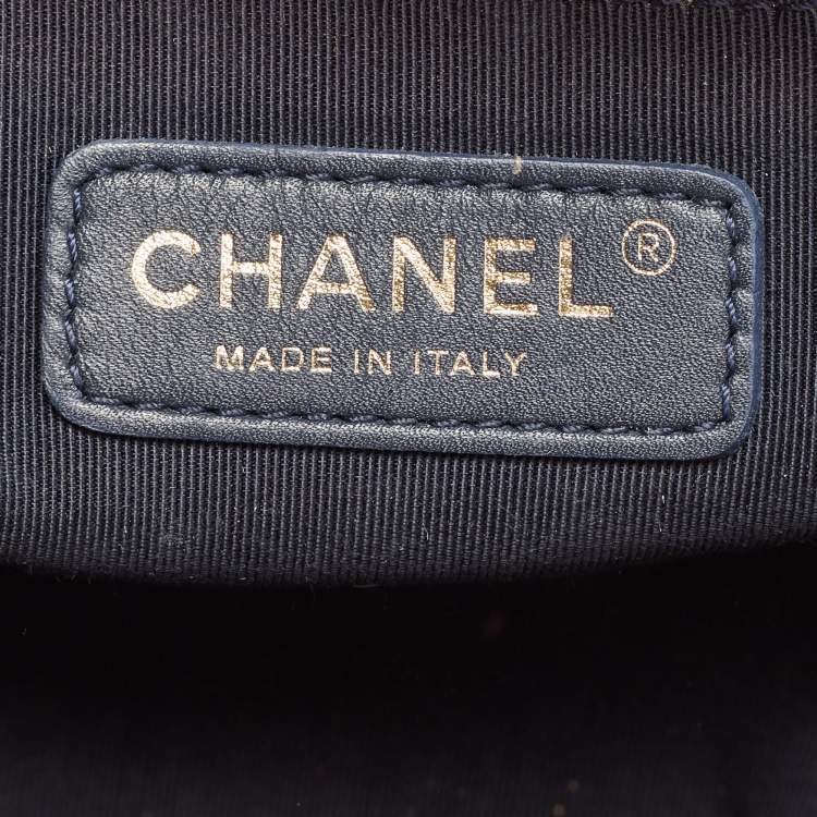 Pre Owned Chanel Red/Green Quilted Tweed and Velvet Medium Boy Flap Bag