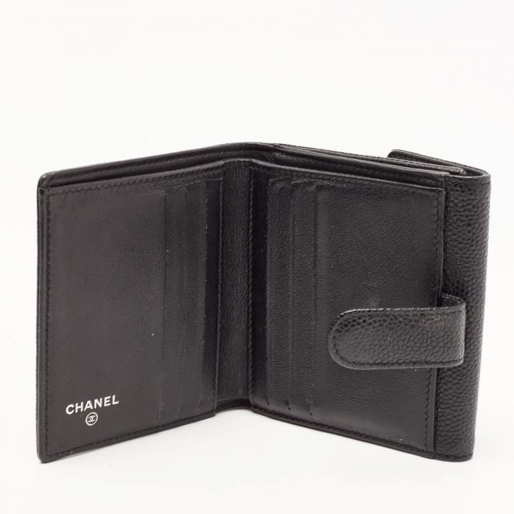 Chanel Black Caviar Leather CC Flap French Wallet Chanel