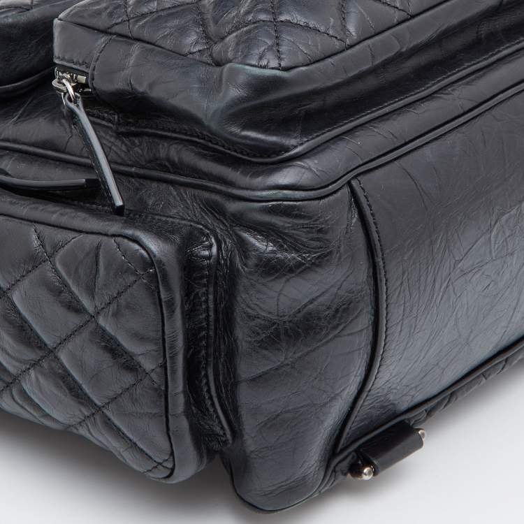 Pre Owned Chanel Black Quilted Leather Casual Rock Backpack