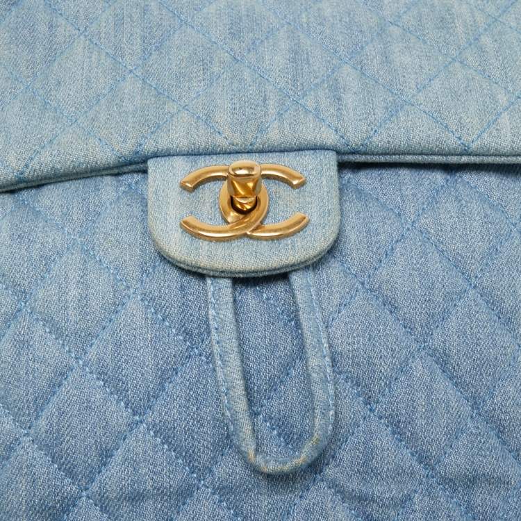 Pre Owned Chanel Blue Quilted Denim Urban Spirit Backpack
