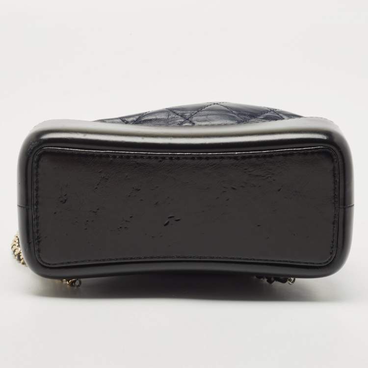 Pre Owned Chanel Black/Dark Blue Quilted Calf Aged Leather Small Gabrielle Backpack