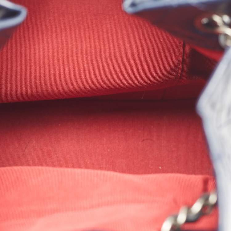 Pre Owned Chanel Black/Dark Blue Quilted Calf Aged Leather Small Gabrielle Backpack