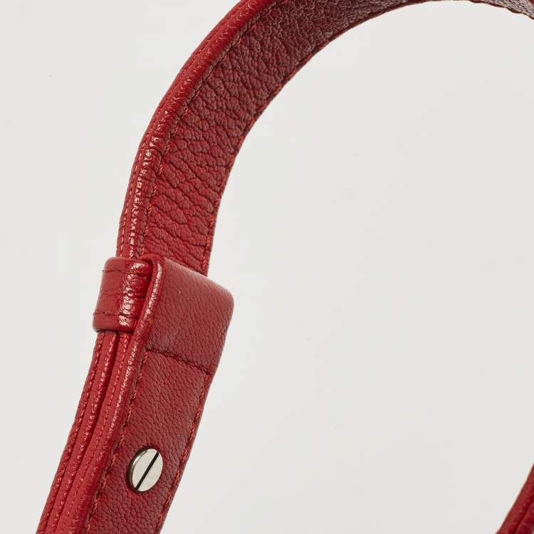 Pre Owned Chanel Red Quilted Leather and Patent Medium Boy Flap Bag