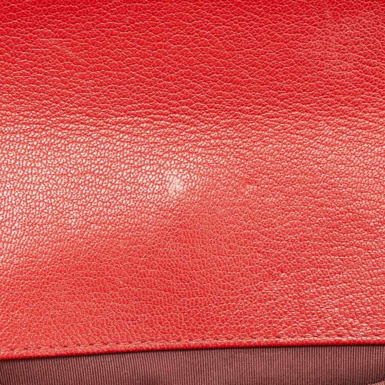 Pre Owned Chanel Red Quilted Leather and Patent Medium Boy Flap Bag